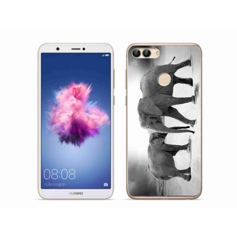 Gél borító mmCase a Huawei P Smarthoz - fekete és fehér elefántok