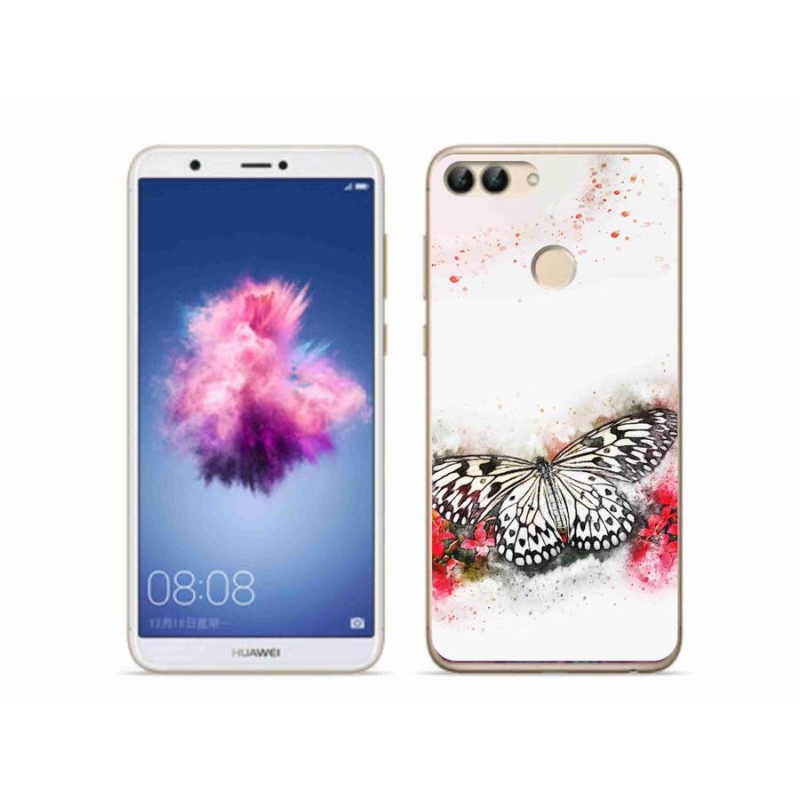 Gél borítás mmCase a Huawei P Smarthoz - fekete-fehér pillangó
