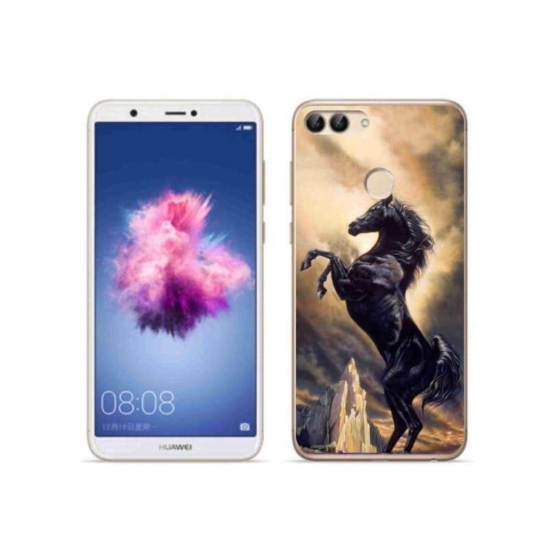 Gél borító mmCase a Huawei P Smarthoz - fekete rajzfilm ló