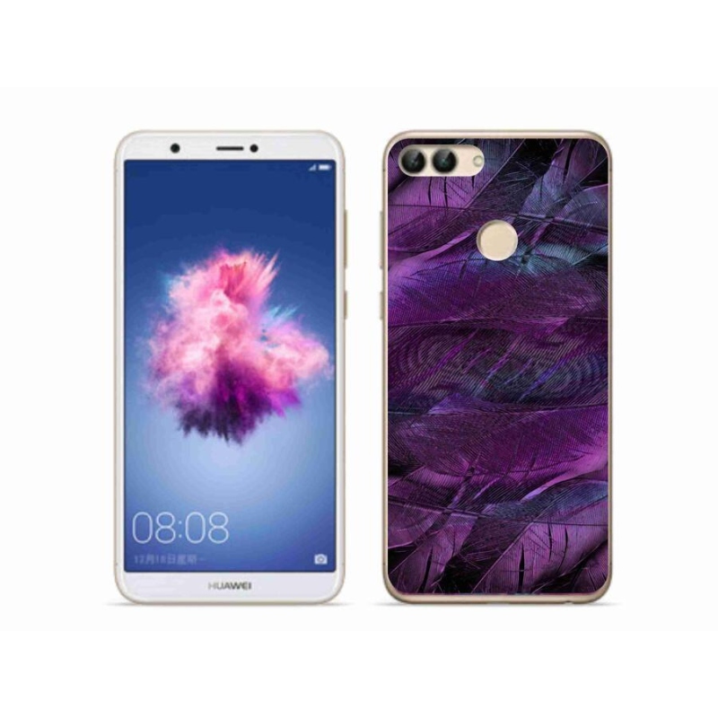 Gél borítás mmCase a Huawei P Smarthoz - lila tollak