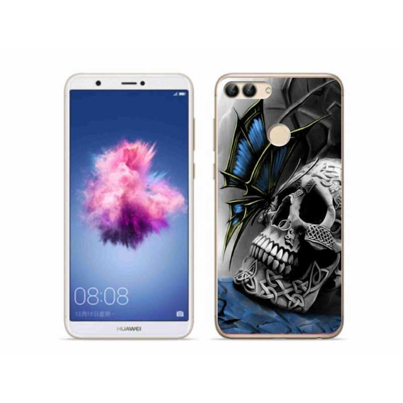 Gél borító mmCase mobil Huawei P Smart - pillangó és koponya