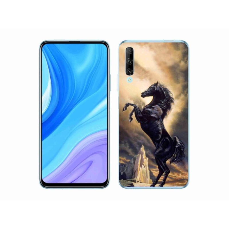 Gél borítás mmCase a Huawei P Smart Pro (2019) számára - fekete rajzfilm ló