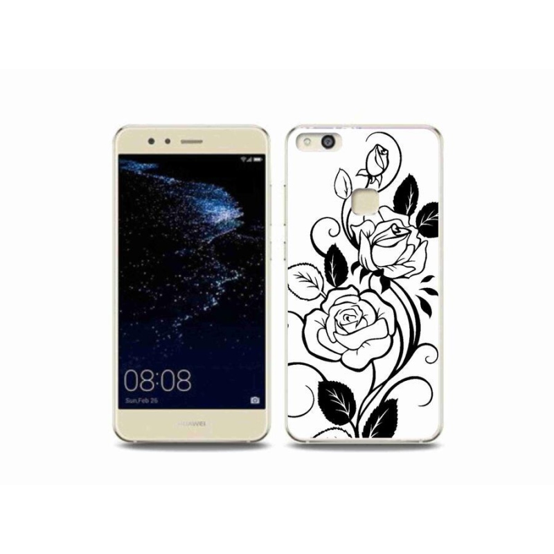 Gél borítás mmCase a Huawei P10 Lite készülékhez - fekete és fehér rózsa