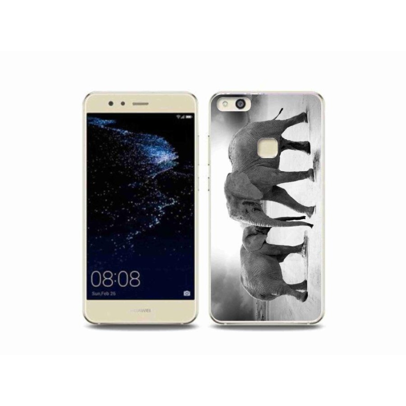 Gél borítás mmCase a Huawei P10 Lite készülékhez - fekete és fehér elefántok