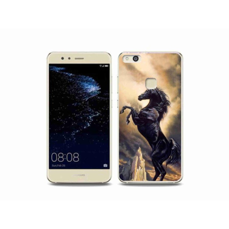 Gél borítás mmCase a Huawei P10 Lite készülékhez - fekete rajzfilm ló