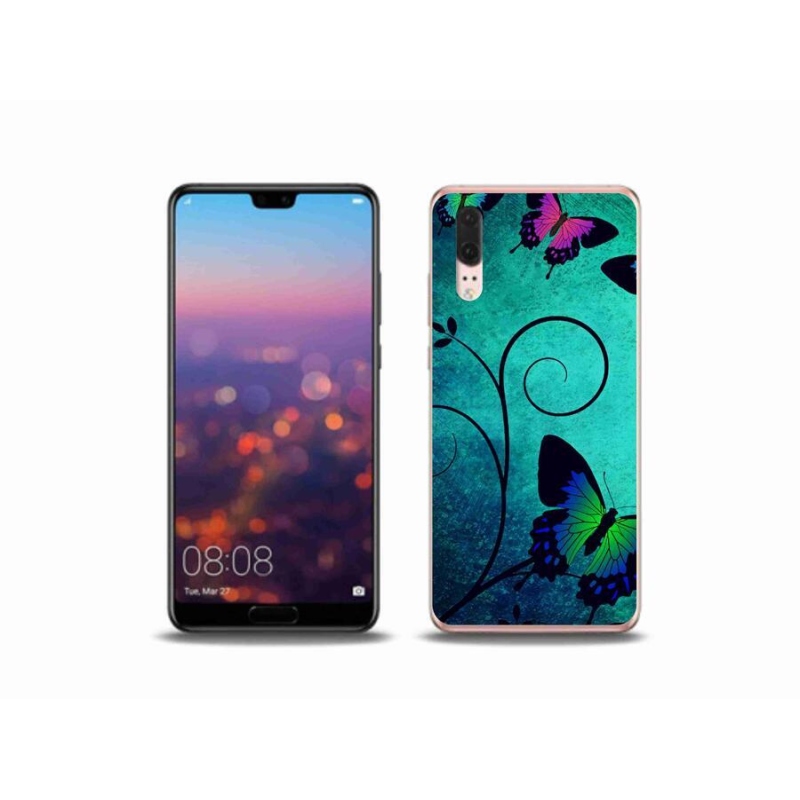 Gél borítás mmCase mobil Huawei P20 - színes pillangókhoz