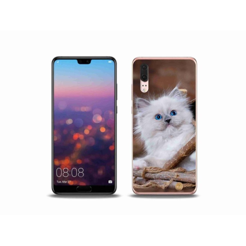 Gél borítás mmCase a Huawei P20 készülékhez - fehér cica