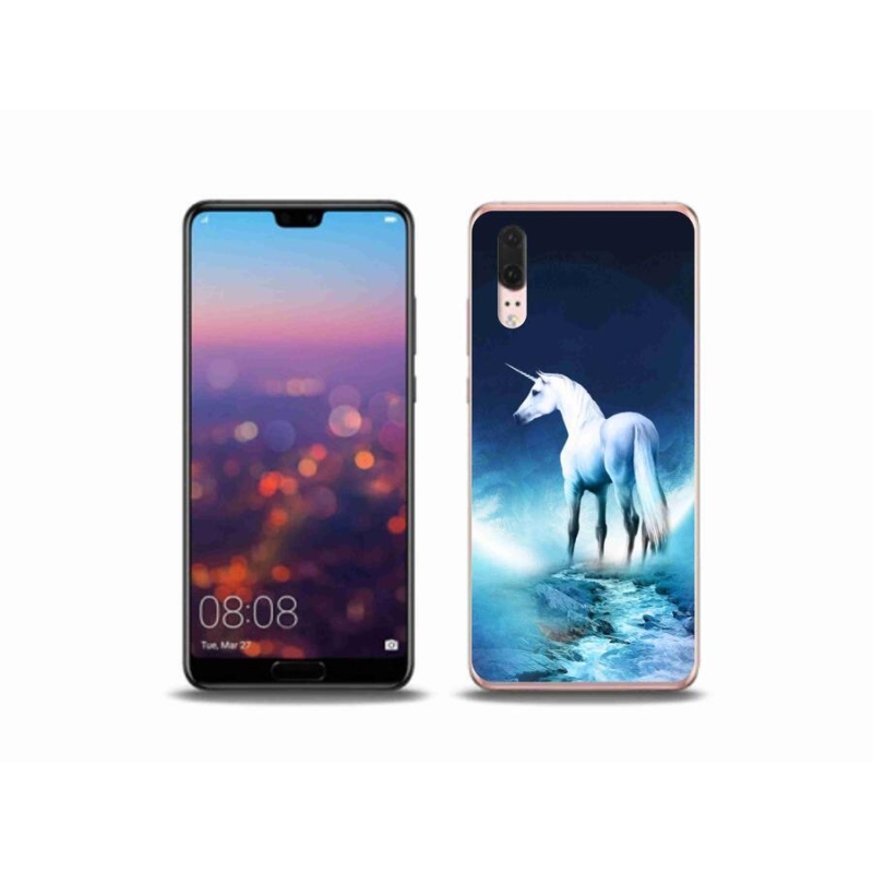 Gél borítás mmCase a Huawei P20 készülékhez - fehér egyszarvú