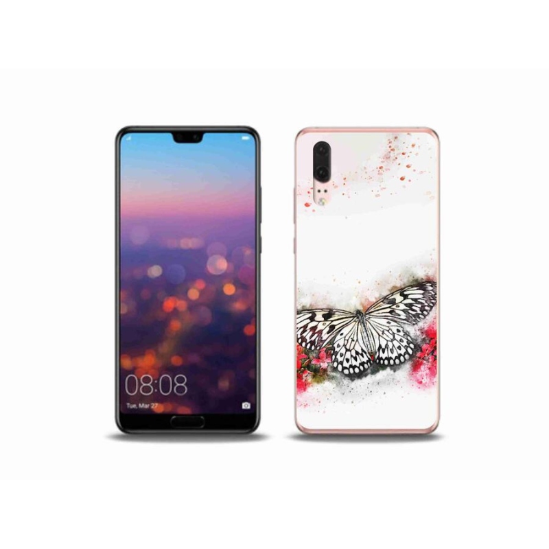 Gél borítás mmCase a Huawei P20 készülékhez - fekete és fehér pillangó
