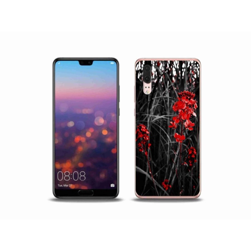 Gél borítás mmCase a Huawei P20 készülékhez - piros növény