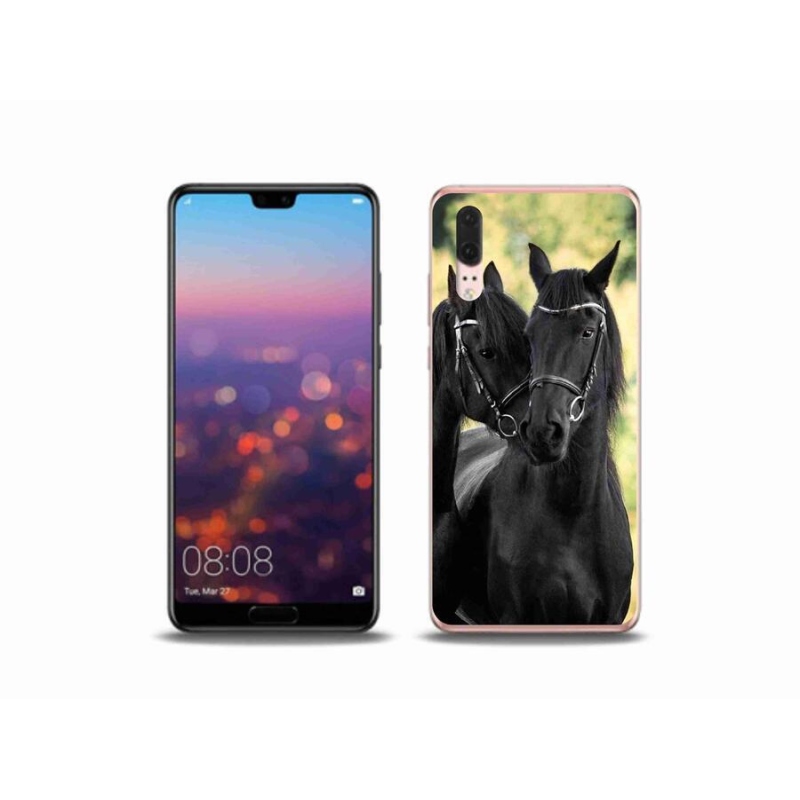 Gél borítás mmCase a Huawei P20 készülékhez - két fekete ló