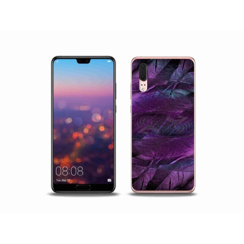 Gél borítás mmCase a Huawei P20 készülékhez - lila tollak