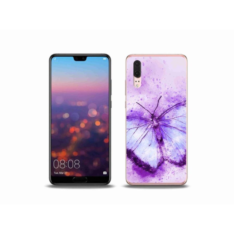 Gél borítás mmCase a mobil Huawei P20 - lila pillangóhoz