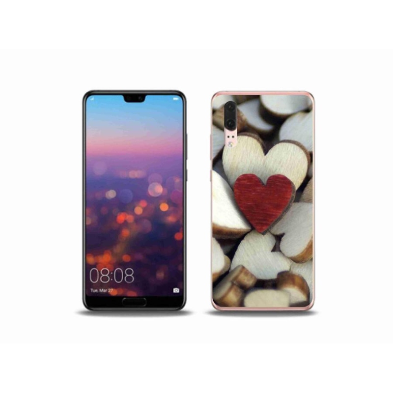 Gél borítás mmCase mobiltelefonhoz Huawei P20 - gravírozott piros szív