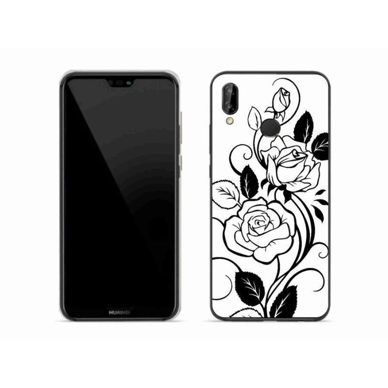 Gél borítás mmCase a Huawei P20 Lite készülékhez - fekete és fehér rózsa