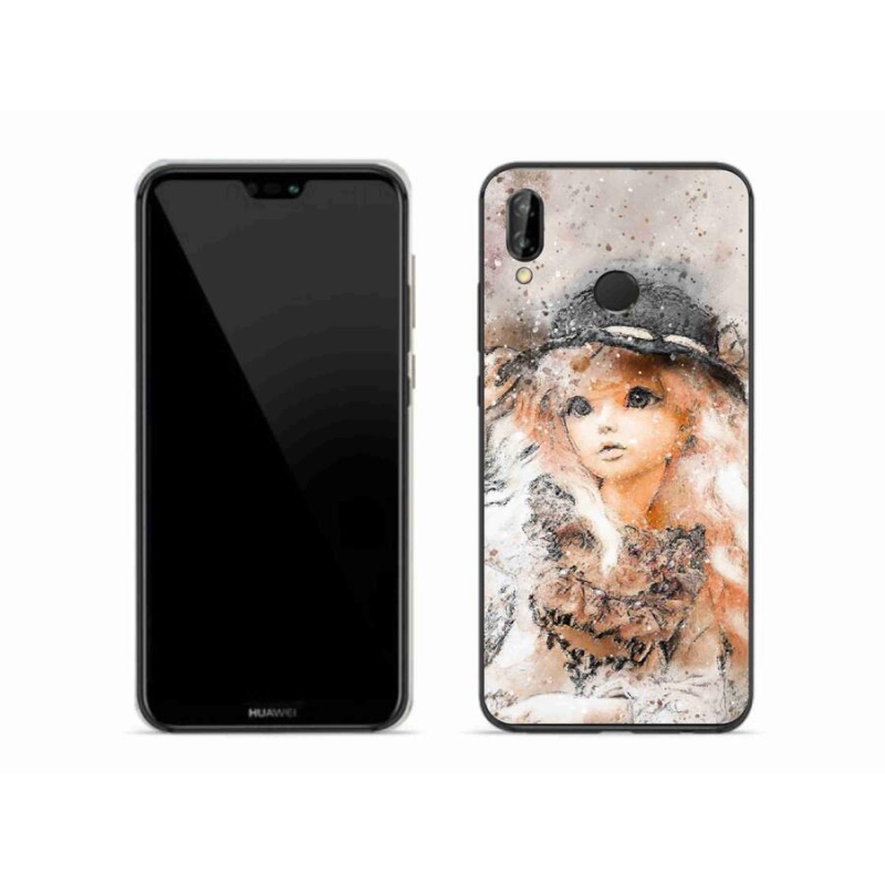 Gél borítás mmCase mobil Huawei P20 Lite - lány kalapos sapkával