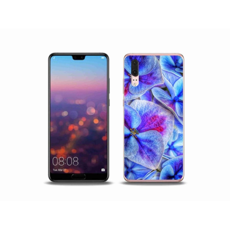 Gél védőhuzat mmCase mobiltelefonhoz Huawei P20 - kék virágok 1