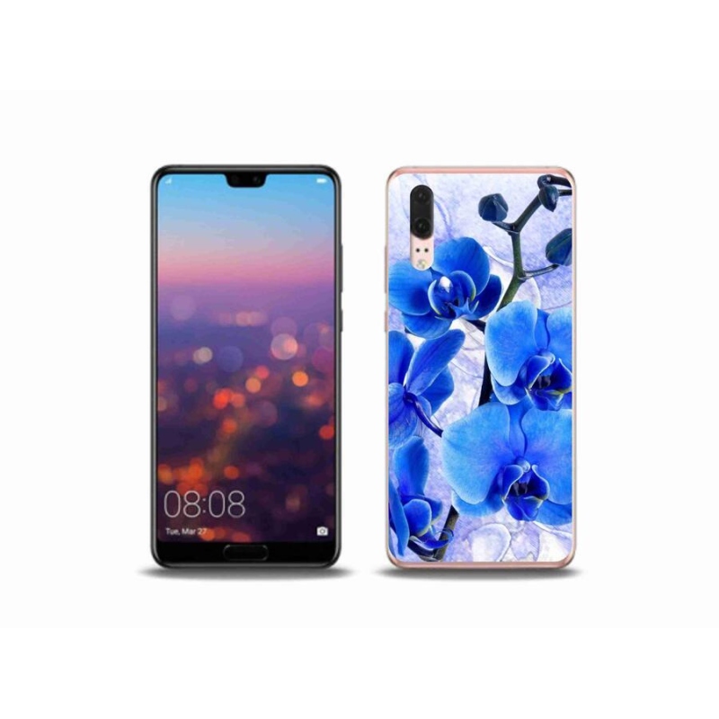 Gél borító mmCase a mobil Huawei P20 - kék virágokhoz