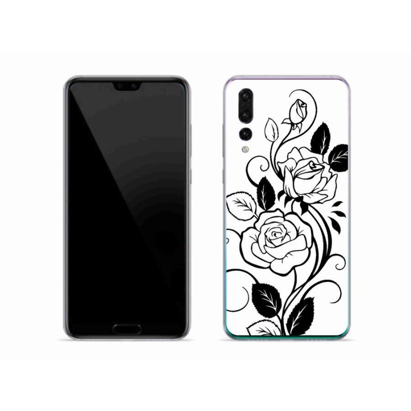 Zselés borítás mmCase a Huawei P20 Pro-hoz - fekete és fehér rózsa