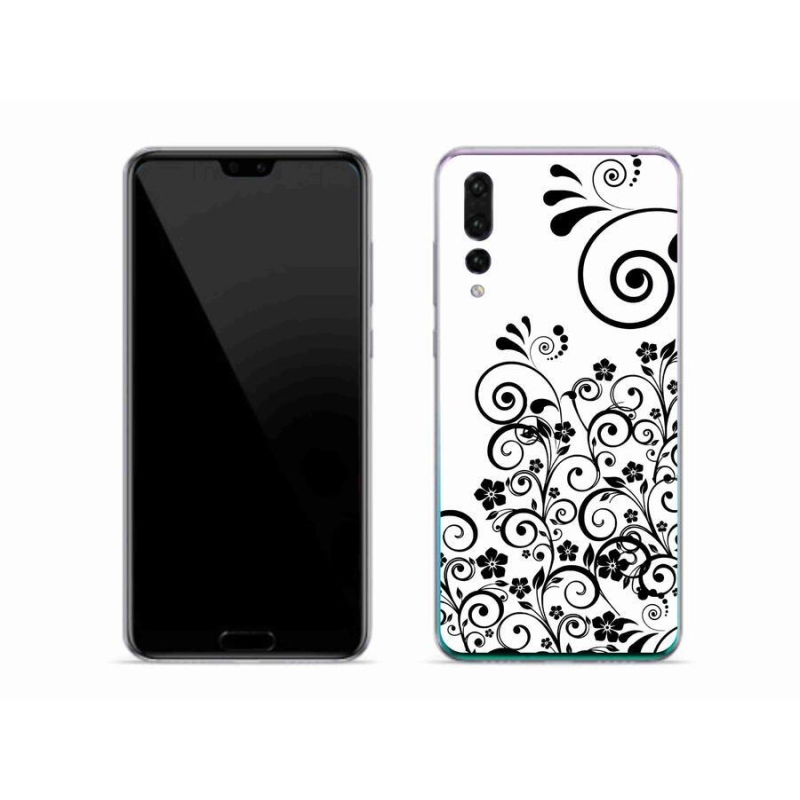 Zselés borítás mmCase a Huawei P20 Pro készülékhez - fekete és fehér virágminták
