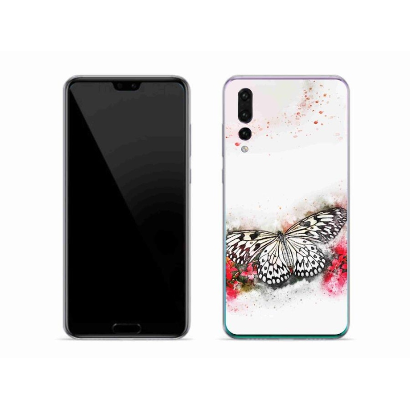 Gél borítás mmCase a Huawei P20 Pro-hoz - fekete és fehér pillangó