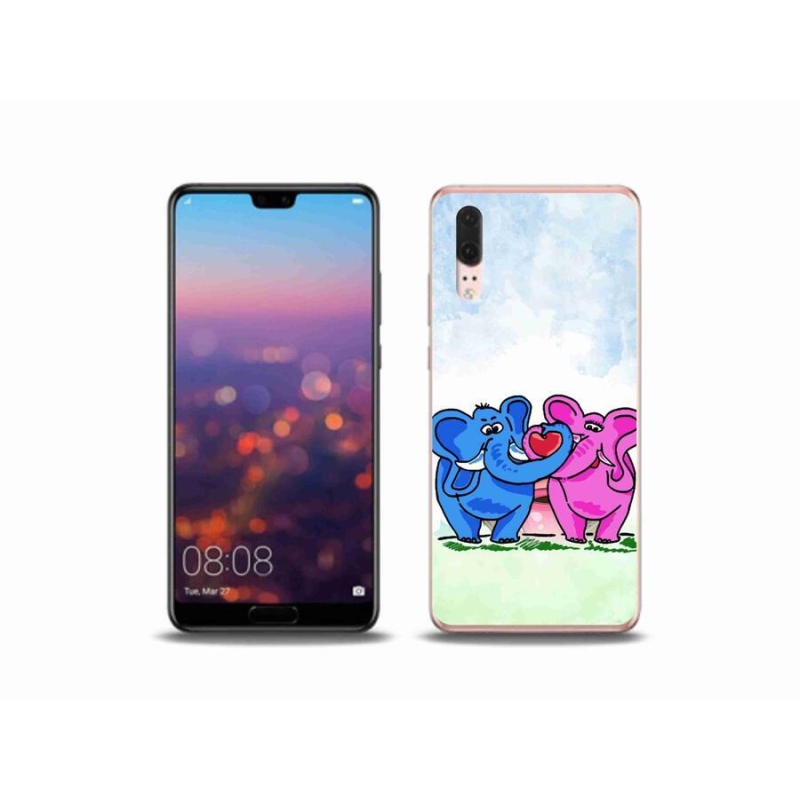 Gél borító mmCase a mobil Huawei P20 - szerelmes elefántokhoz