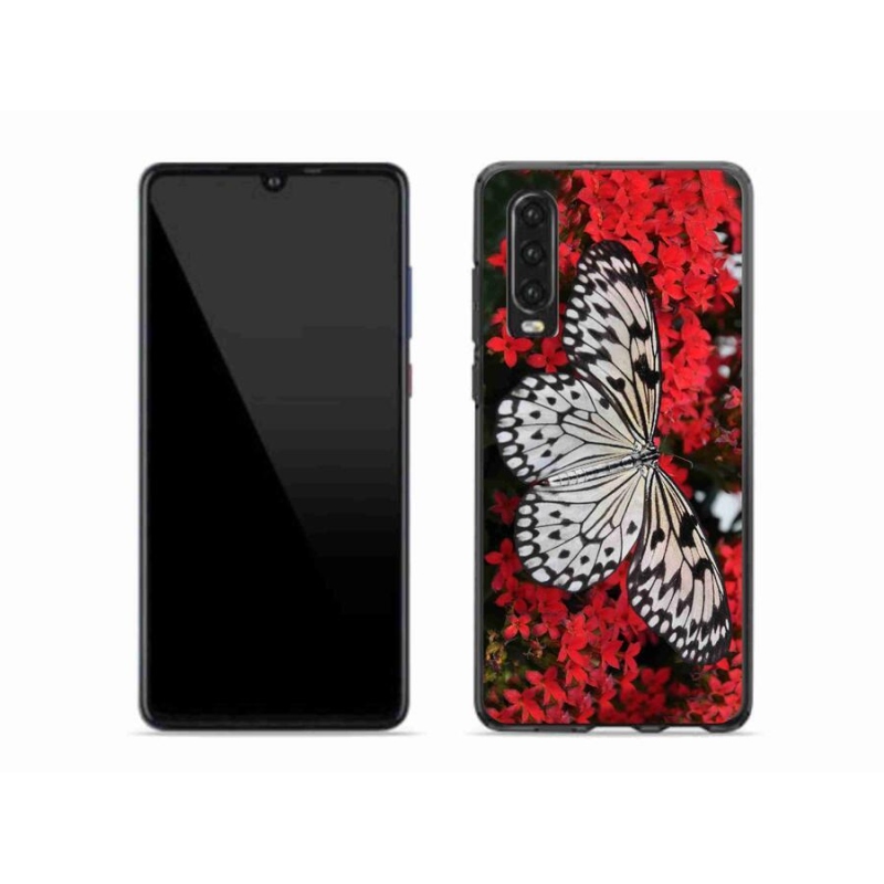 Gél védőhuzat mmCase mobil Huawei P30 - fekete-fehér pillangó 1