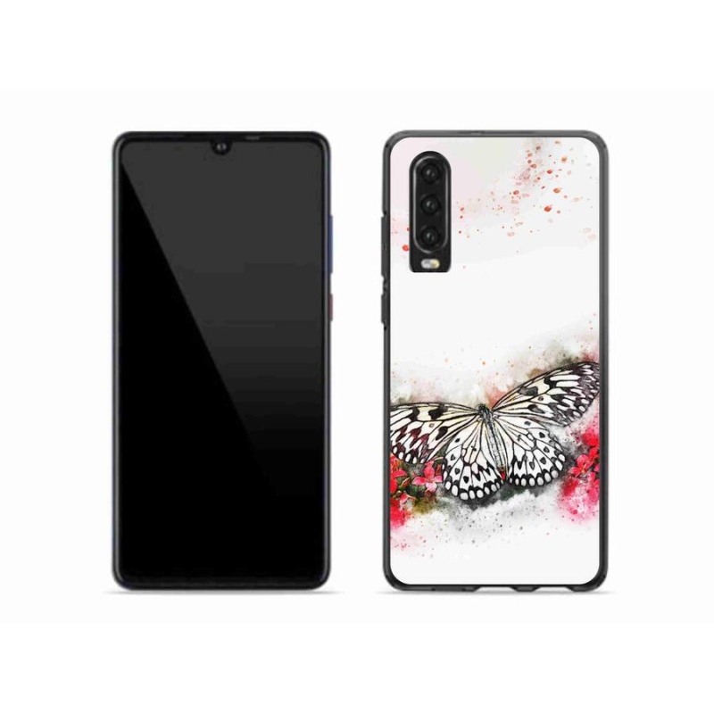 Zselés borítás mmCase a Huawei P30-hoz - fekete-fehér pillangó