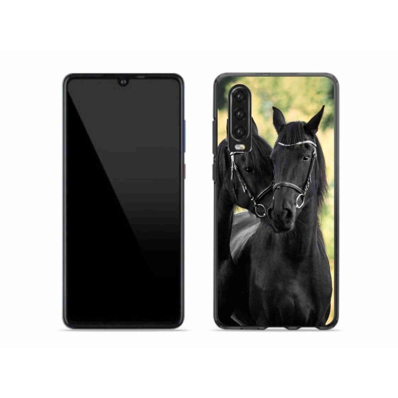 Gél borító mmCase a Huawei P30-hoz - két fekete ló