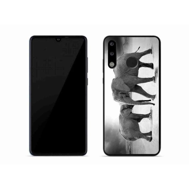 Gél borítás mmCase a Huawei P30 Lite készülékhez - fekete és fehér elefántok