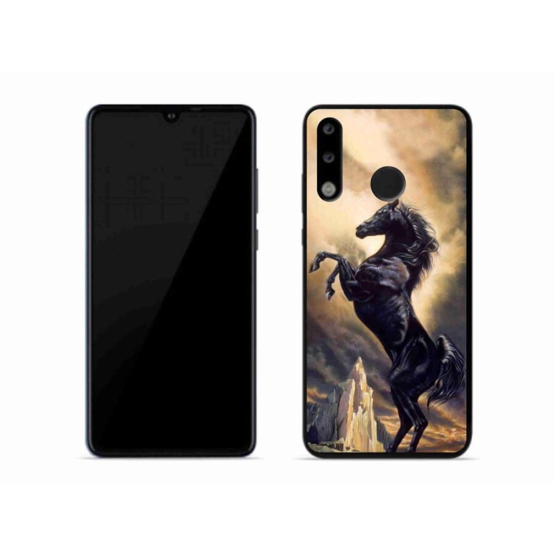 Gél borító mmCase a Huawei P30 Lite készülékhez - fekete rajzfilm ló