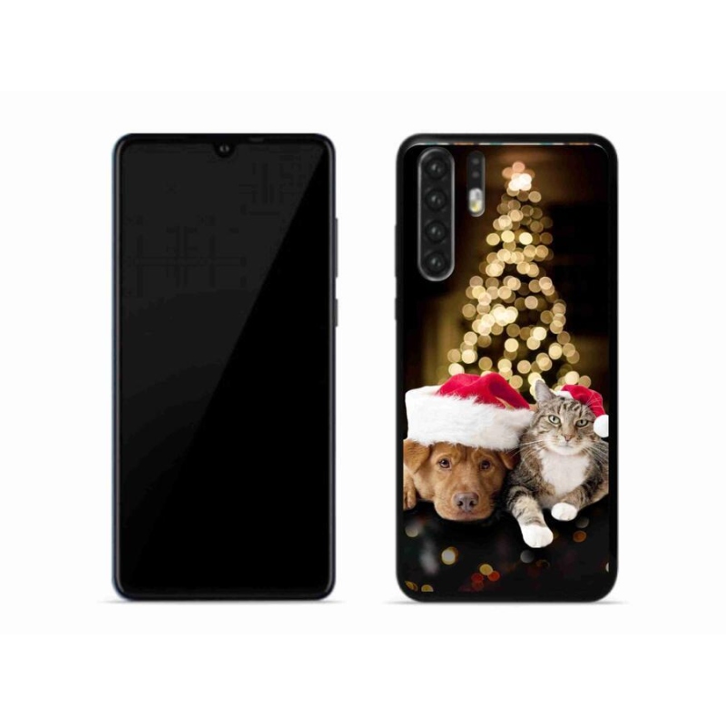 Gél borítás mmCase a Huawei P30 Pro számára - Karácsonyi kutya és macska