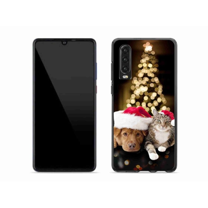 Gél borító mmCase mobil Huawei P30 - Karácsonyi kutya és macska