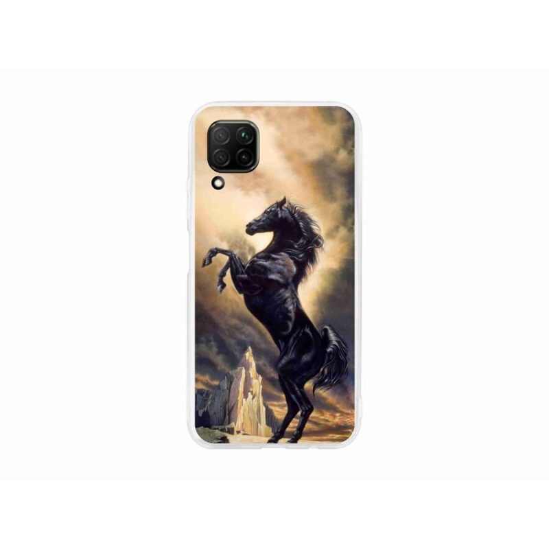 Gél borítás mmCase a Huawei P40 Lite készülékhez - fekete rajzfilm ló