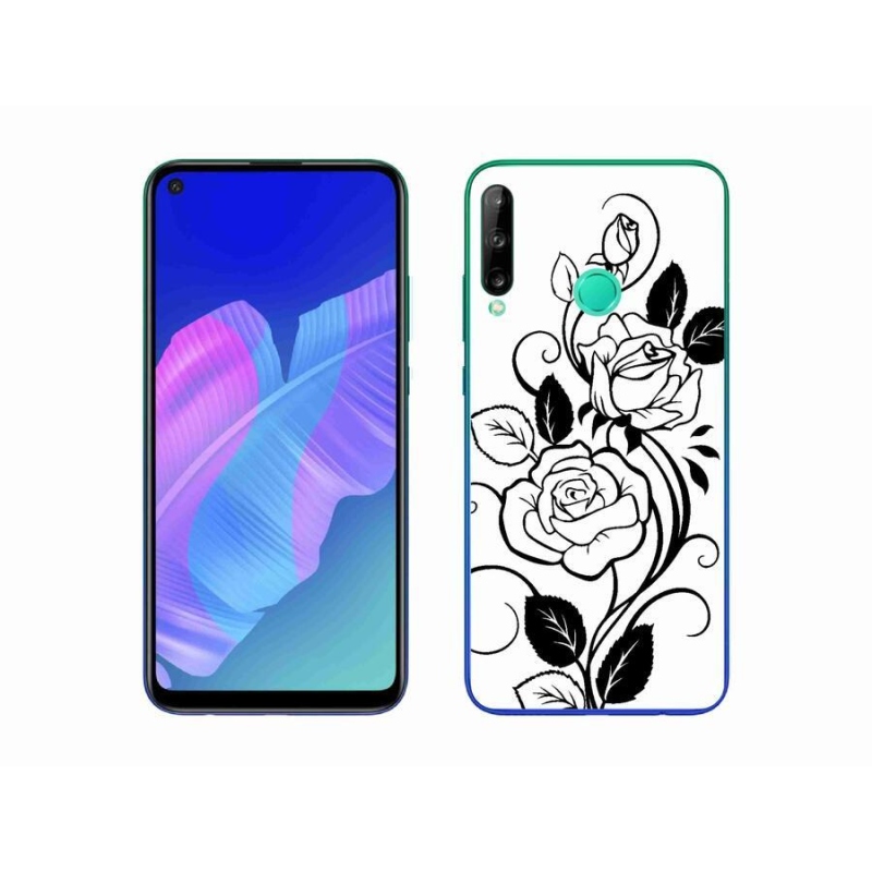 Gél borítás mmCase a Huawei P40 Lite E készülékhez - fekete és fehér rózsa