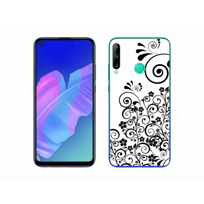 Gél borító mmCase mobiltelefonhoz Huawei P40 Lite E - fekete-fehér virágminták