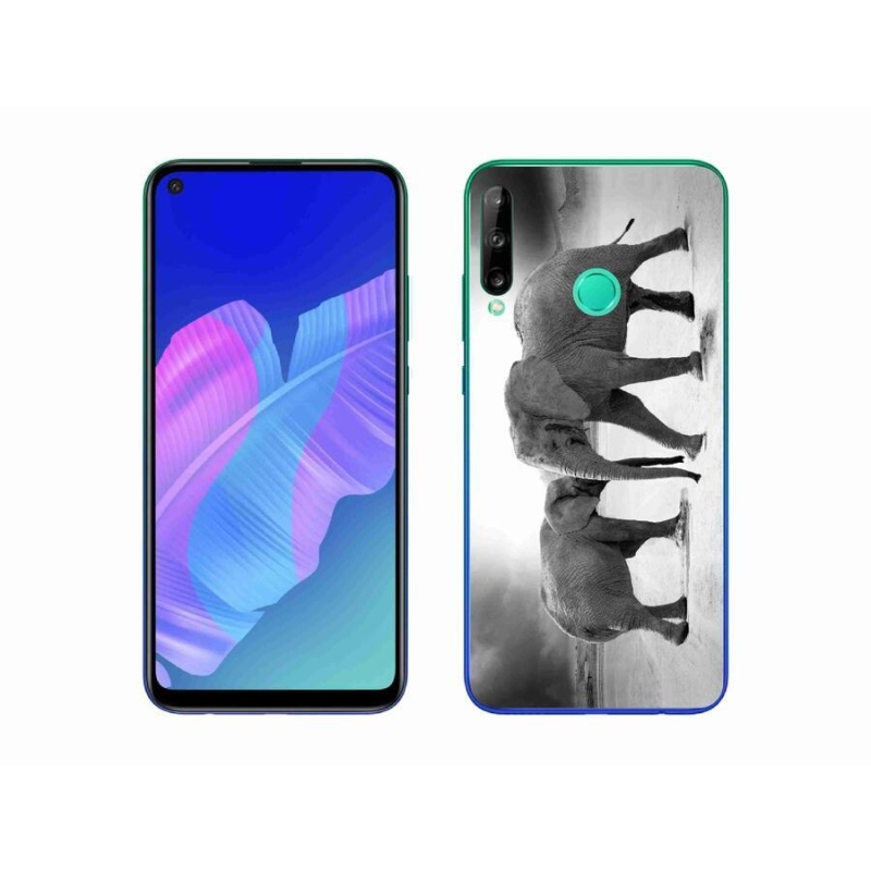 Gél borítás mmCase a Huawei P40 Lite E számára - fekete és fehér elefántok