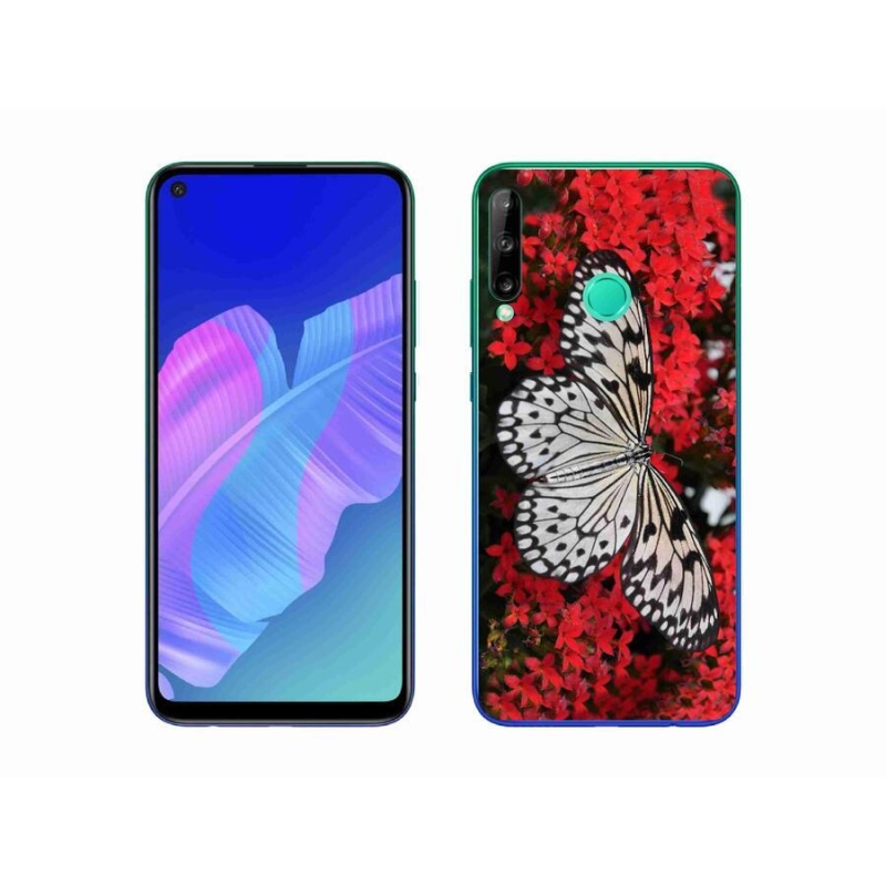Gél védőhuzat mmCase mobiltelefonhoz Huawei P40 Lite E - fekete-fehér pillangó 1