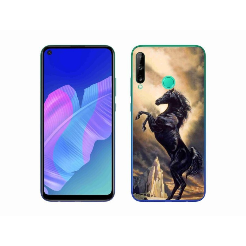 Gél borítás mmCase a Huawei P40 Lite E számára - fekete rajzfilm ló