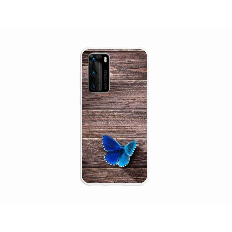 Gél védőhuzat mmCase mobiltelefonhoz Huawei P40 - kék pillangó 1