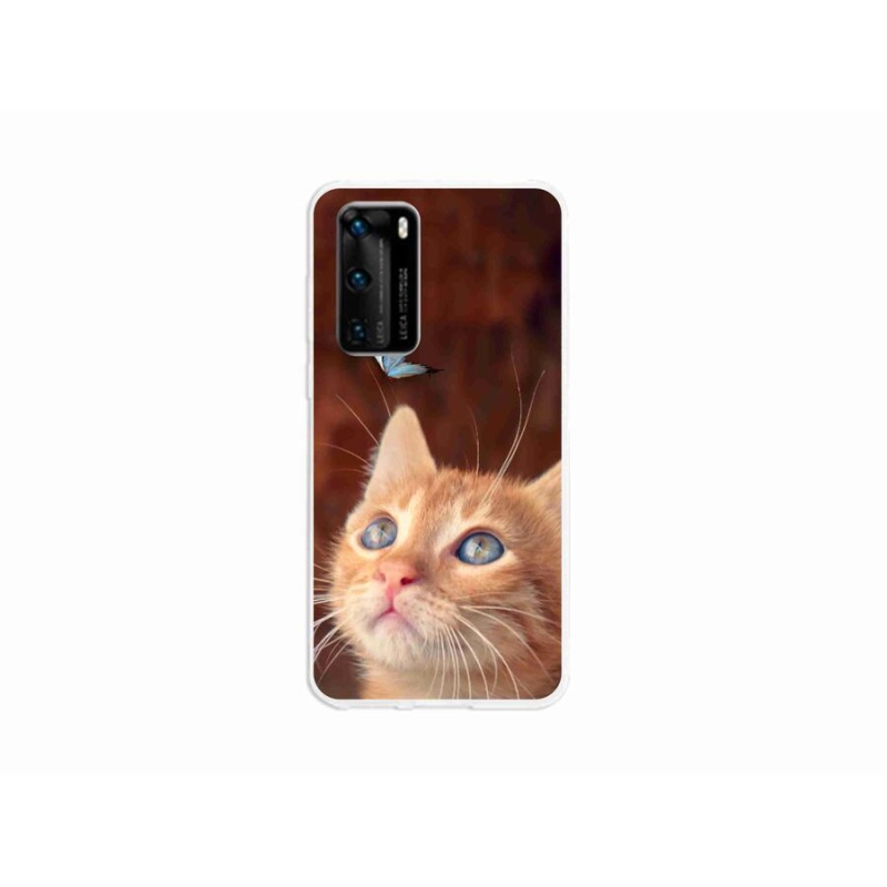 Gél borító mmCase a mobil Huawei P40 - pillangó és cica - mobiltelefonhoz