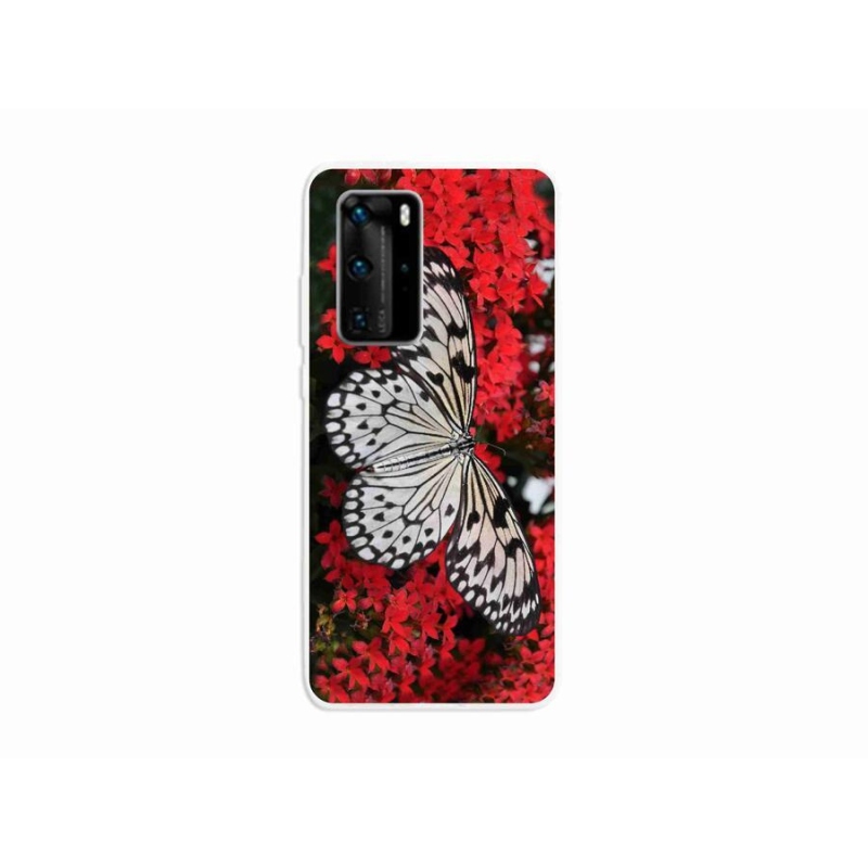 Zselés borítás mmCase a Huawei P40 Pro-hoz - fekete-fehér pillangó 1