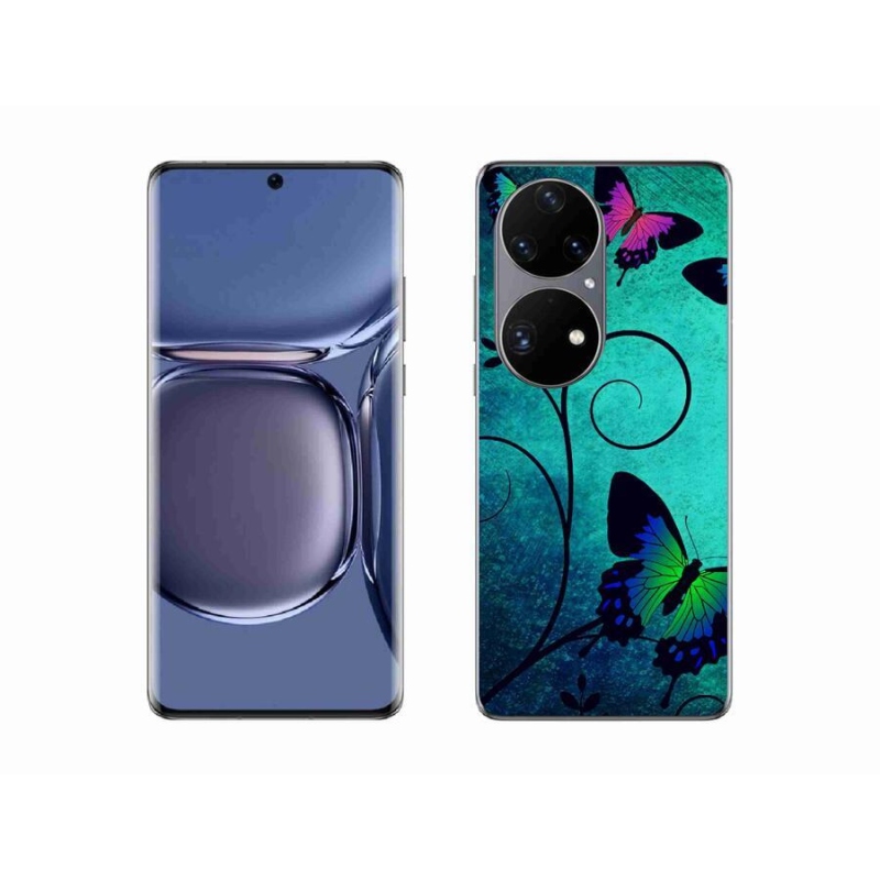 Gél borító mmCase a mobil Huawei P50 Pro - színes pillangókhoz