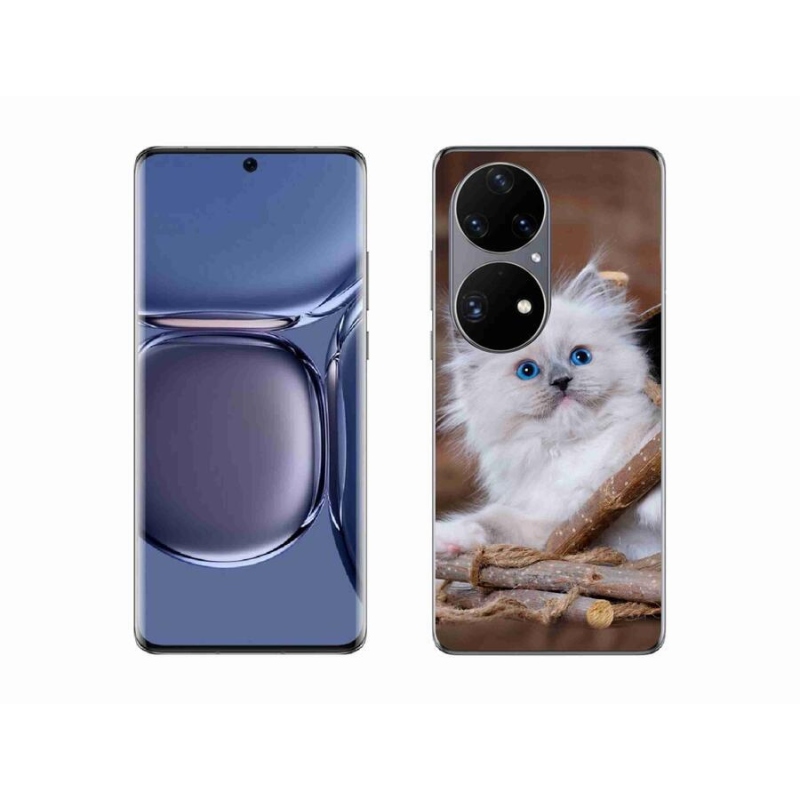 Gél borítás mmCase a Huawei P50 Pro készülékhez - fehér cica