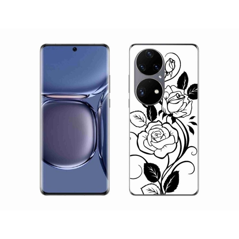 Zselés borítás mmCase a Huawei P50 Pro készülékhez - fekete és fehér rózsa