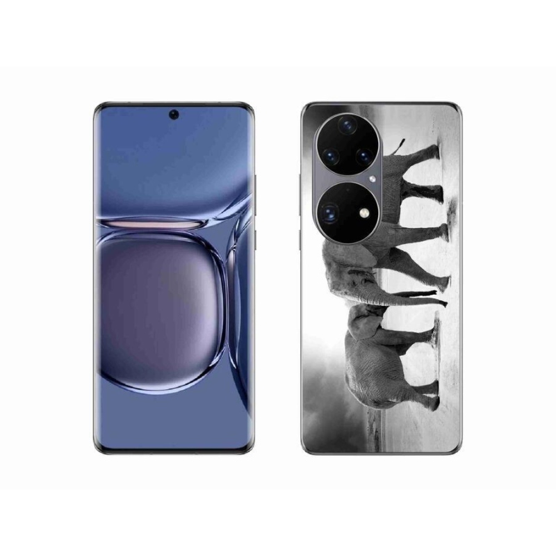 Gél borítás mmCase a Huawei P50 Pro készülékhez - fekete és fehér elefántok