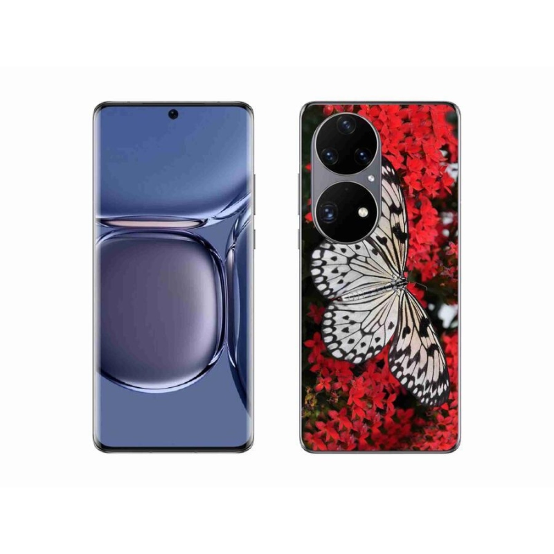 Zselés borítás mmCase a mobil Huawei P50 Pro - fekete-fehér pillangó 1