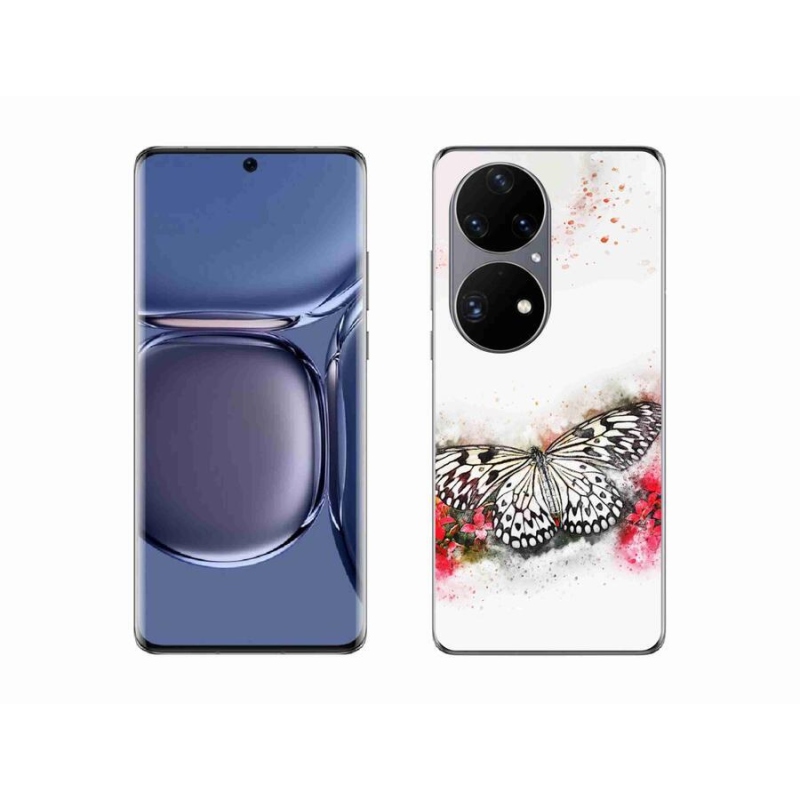 Zselés borítás mmCase a Huawei P50 Pro készülékhez - fekete-fehér pillangó