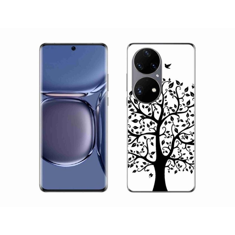 Gél borítás mmCase a Huawei P50 Pro számára - fekete és fehér fa