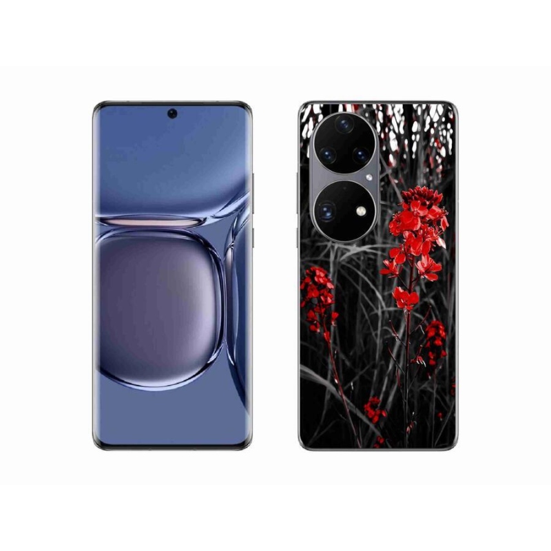 Gél borítás mmCase a Huawei P50 Pro számára - piros növény